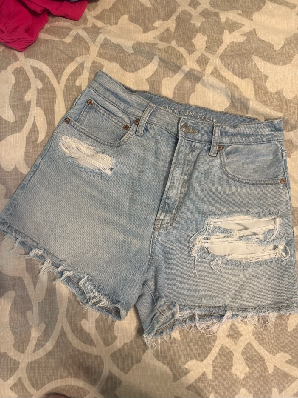 American Eagle Outfitters Light Wash Distressed Denim Shorts
